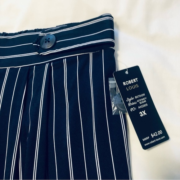 Robert Louis 3X High Rise Navy/White Stripe Wide Leg Palazzo Pant NWT - Picture 8 of 12